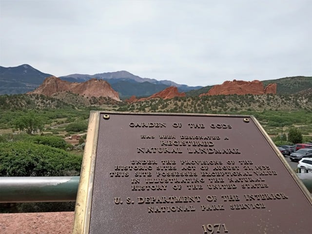 Garden of the gods national landmark plaque