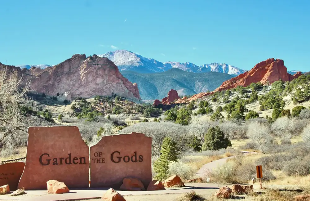 Photo of park with Garden of the Gods sign in the front