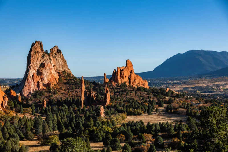 View of the cathedral rocks in garden of the gods